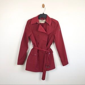 Burberry Brit Short Trench Coat Red Medium